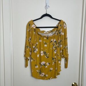 Olive & Oak Mustard Floral Blouse